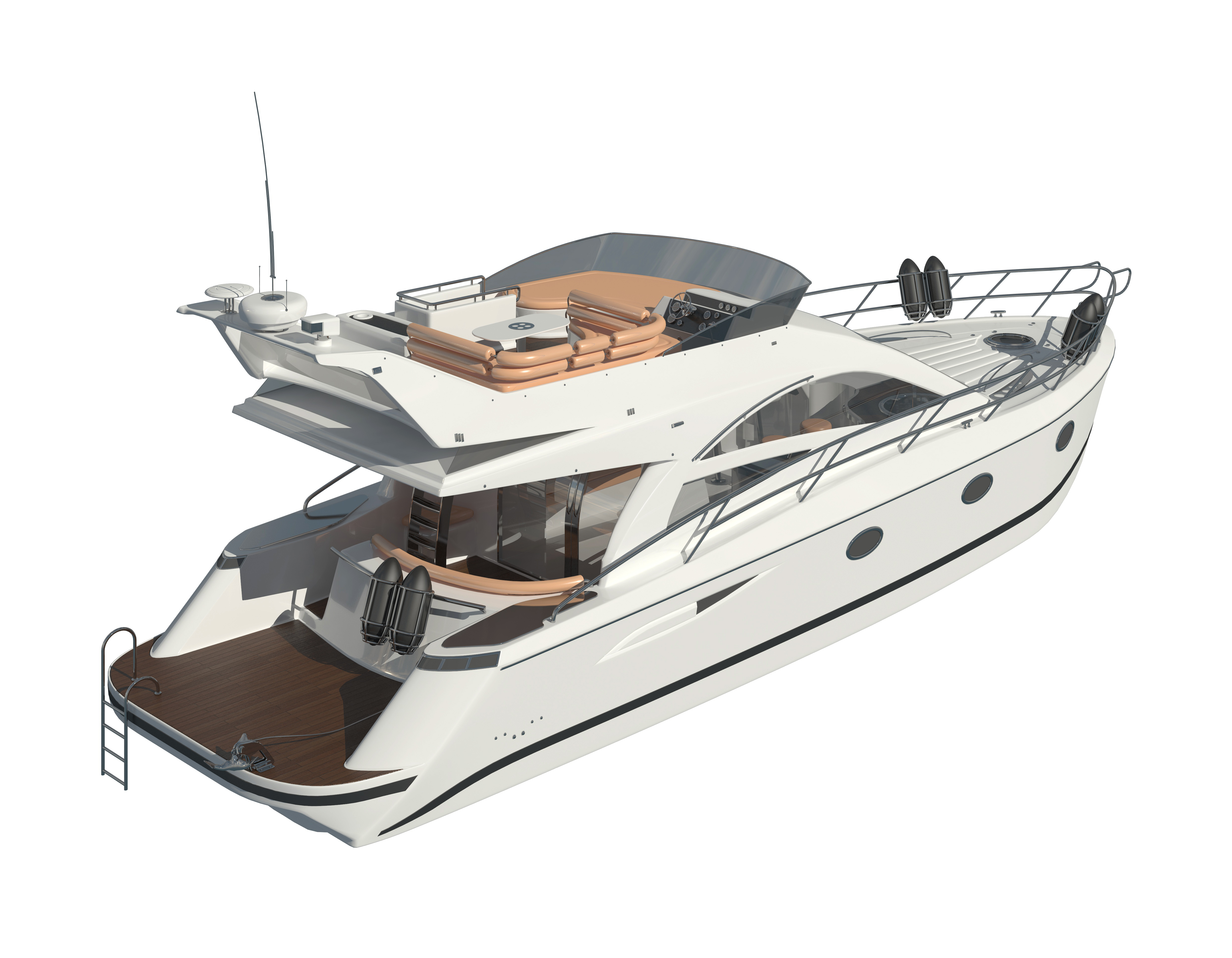 3D illustration pleasure boat isolated on white background